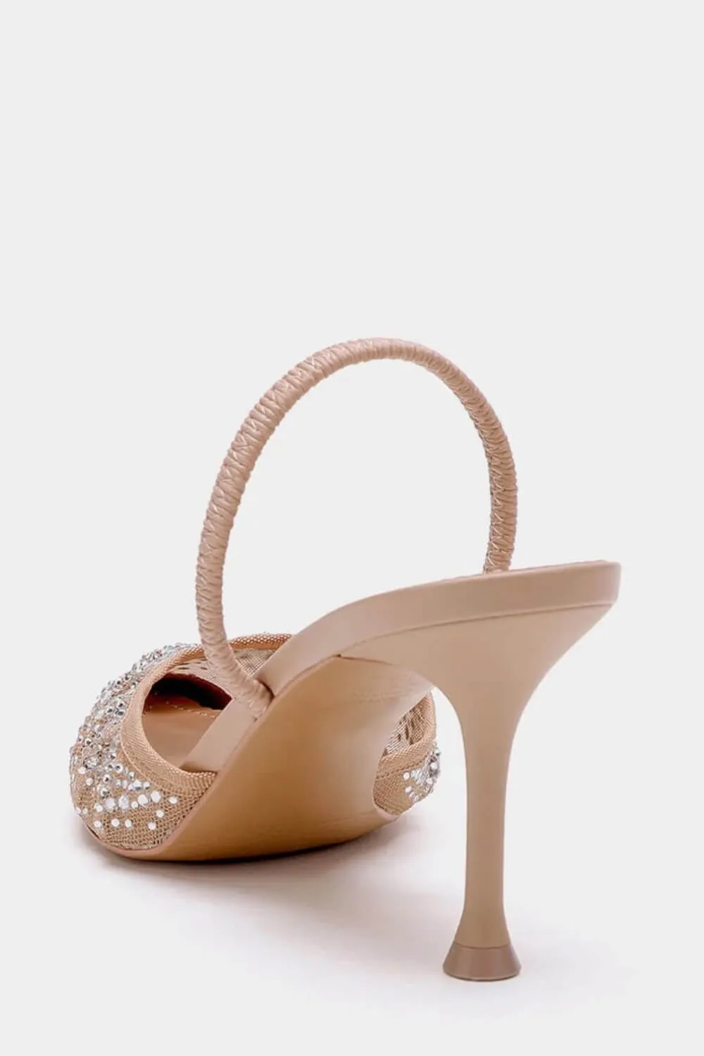 Mesh Diamante Embellished Slingback Pointed Toe Kitten Heels sold by Floralkini product image thumbnail 2
