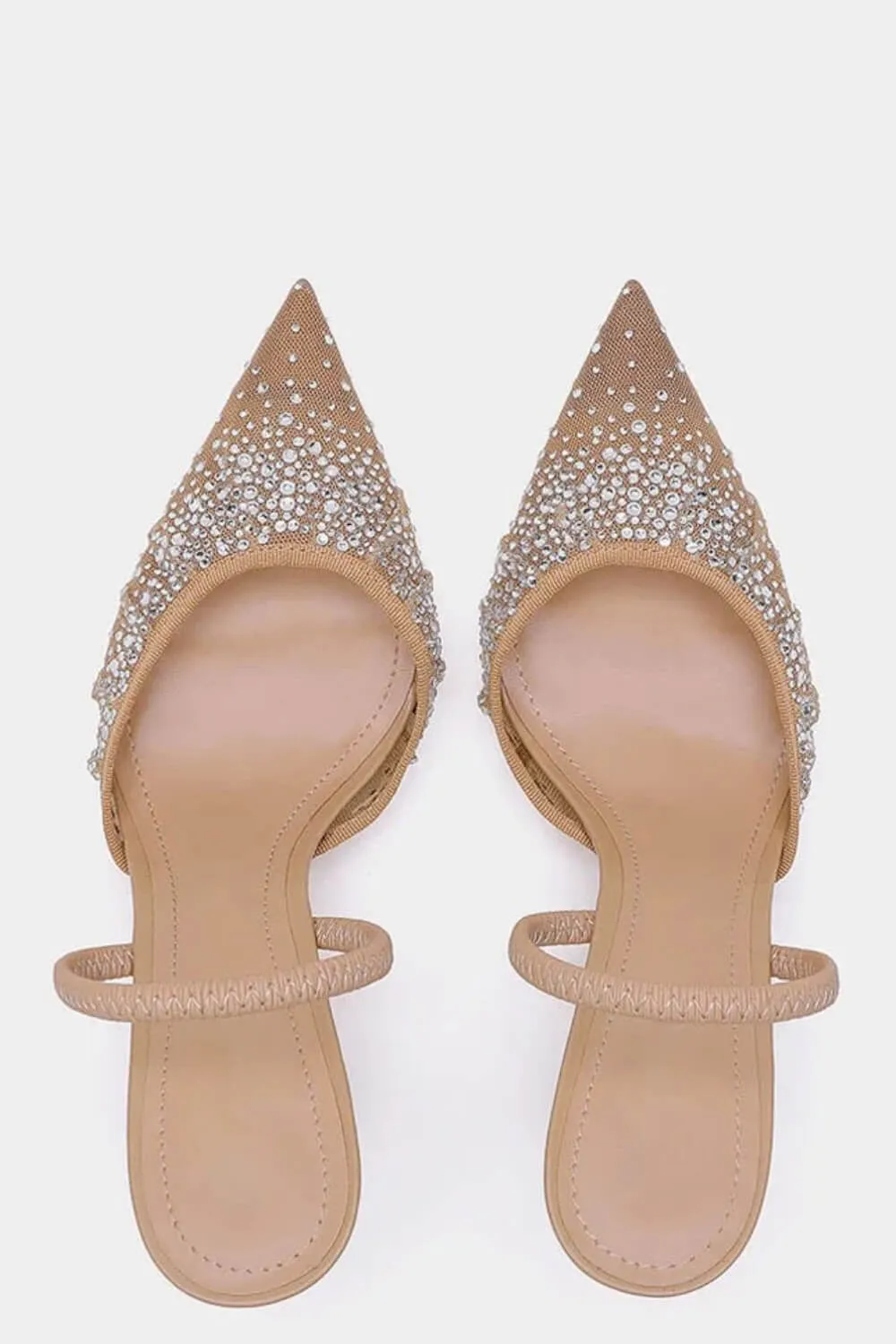 Mesh Diamante Embellished Slingback Pointed Toe Kitten Heels sold by Floralkini product image thumbnail 3