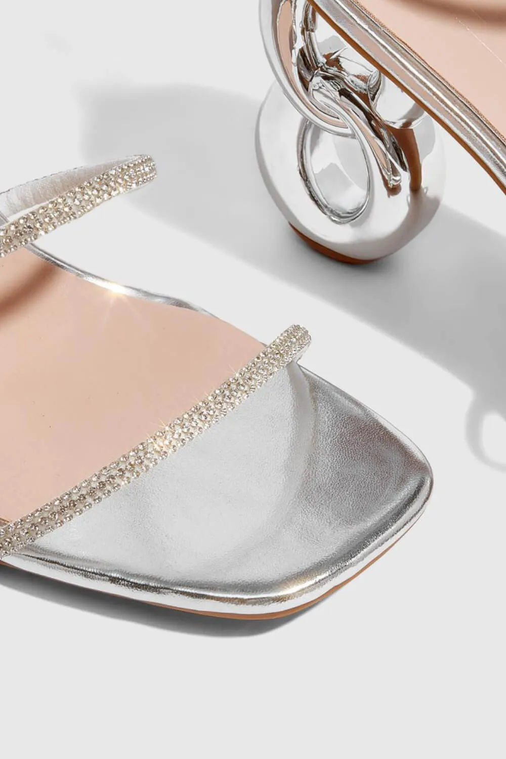 Crystal-Embellished Snake Ankle Wrap Chain Heeled Sandals sold by Floralkini product image thumbnail 5