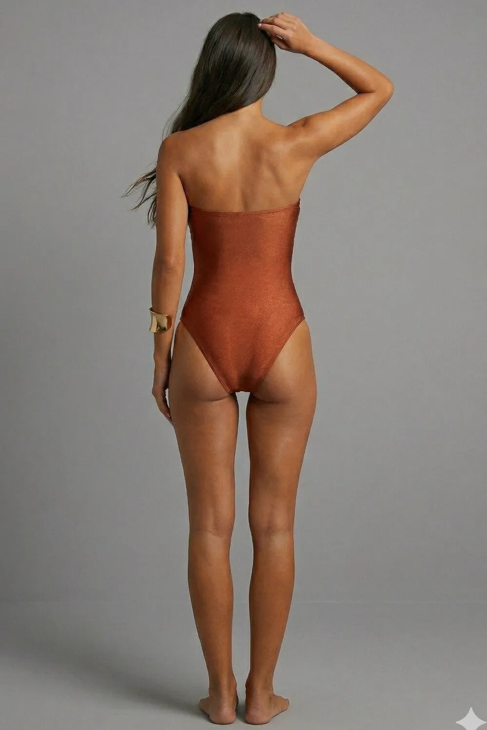 Strapless Ruching One Piece Swimsuit With O-Ring Details sold by Floralkini product image thumbnail 5