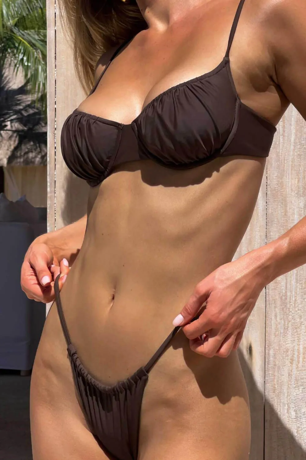 Ruched Gathering Balconette Underwire High-Cut Bikini Set sold by Floralkini product image thumbnail 2