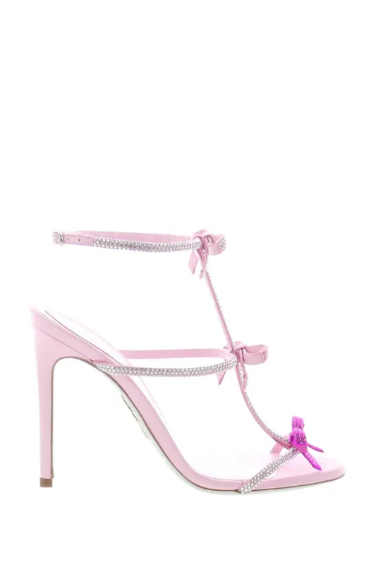 Crystal Ribbons-Detail Embellished Stiletto Heeled Sandals made by Floralkini