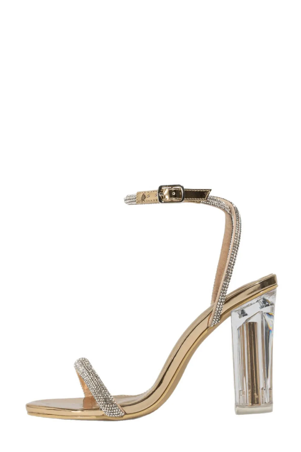 Diamante Barely-There Almond Toe Clear Perspex Block Heel sold by Floralkini product image thumbnail 4
