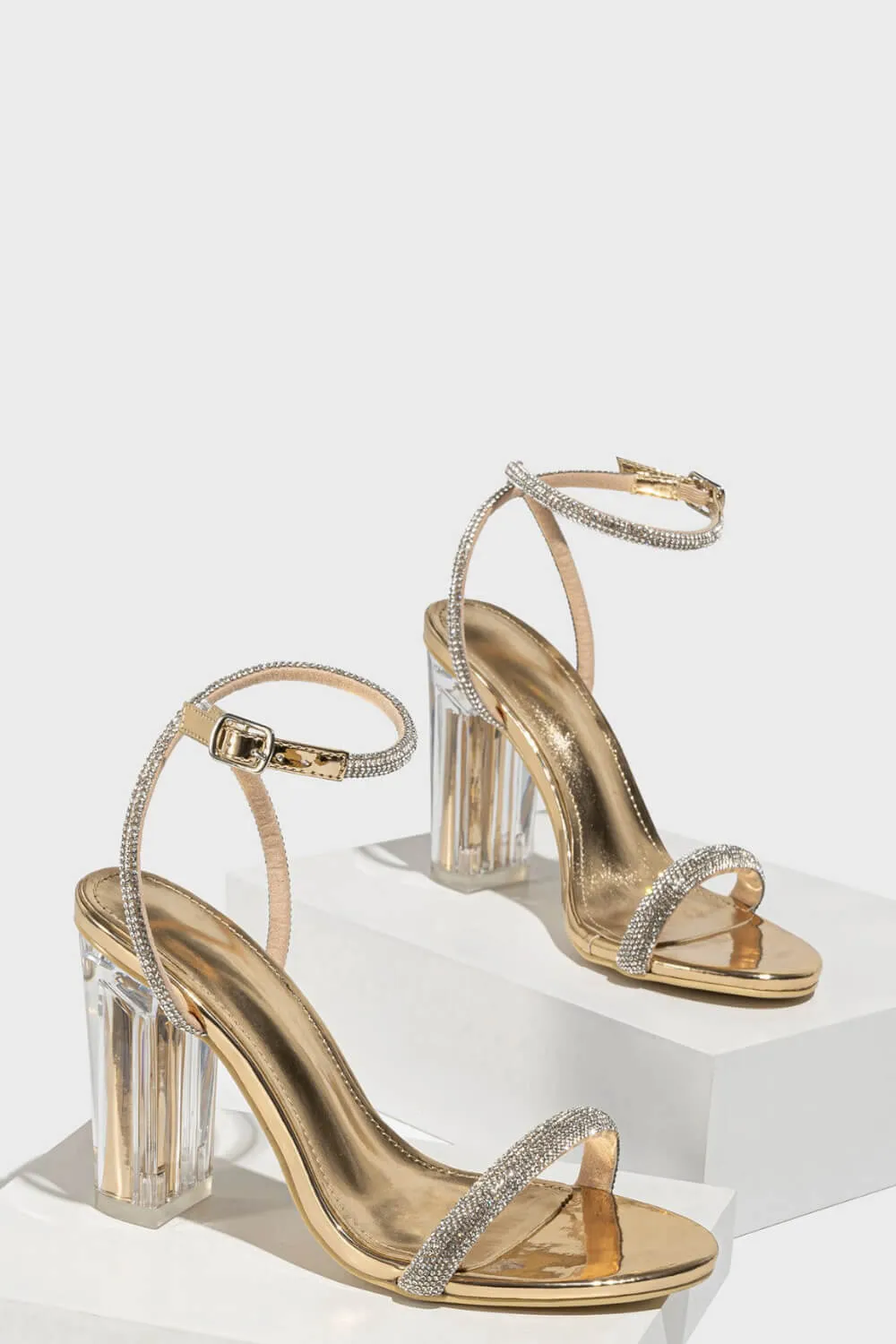 Diamante Barely-There Almond Toe Clear Perspex Block Heel sold by Floralkini product image thumbnail 3