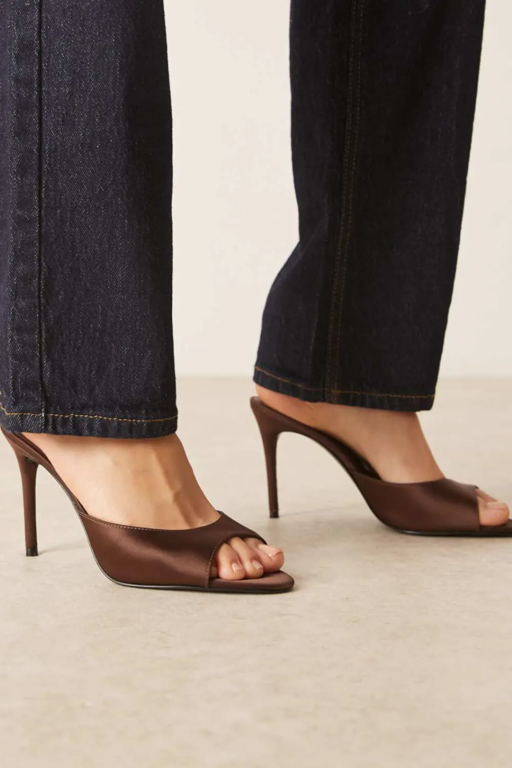 Satin Open Toe High-Heeled Mule Sandals sold by Floralkini