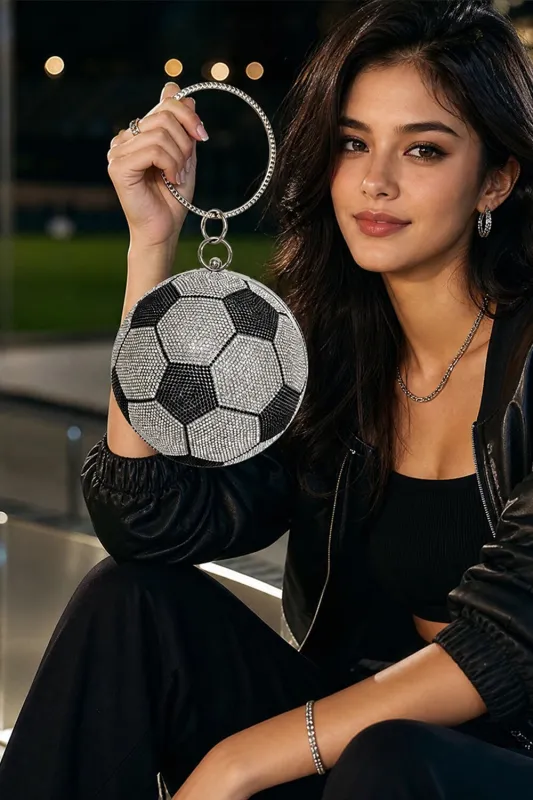 Rhinestone Soccer Evening Clutch With Straps made by Floralkini