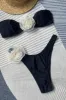 Rosette Bandeau High Waisted Bikini Set sold by Floralkini