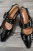 Buckle Pointed Toe Slingback Flats - Black sold by Floralkini