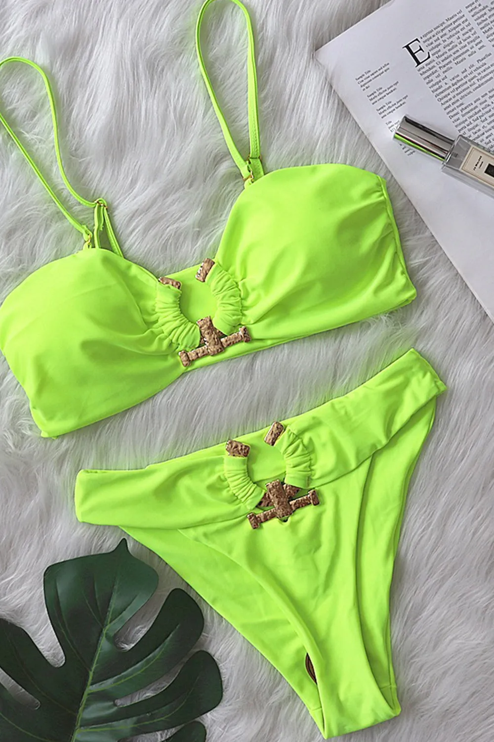 Lemon Hammered Trim Bikini Bottom sold by Floralkini product image thumbnail 2