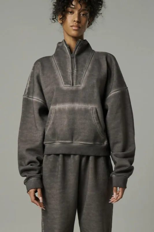 Wash High Neck Quarter Zip Pullover sold by Floralkini