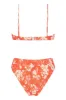 Salmon Floral Ruched High Waisted Bikini Bottom sold by Floralkini