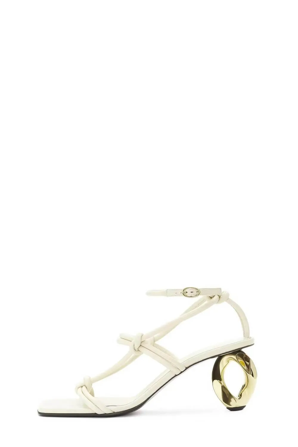 Knotted Chain-Heel Strappy Square Toe Sandals - White sold by Floralkini