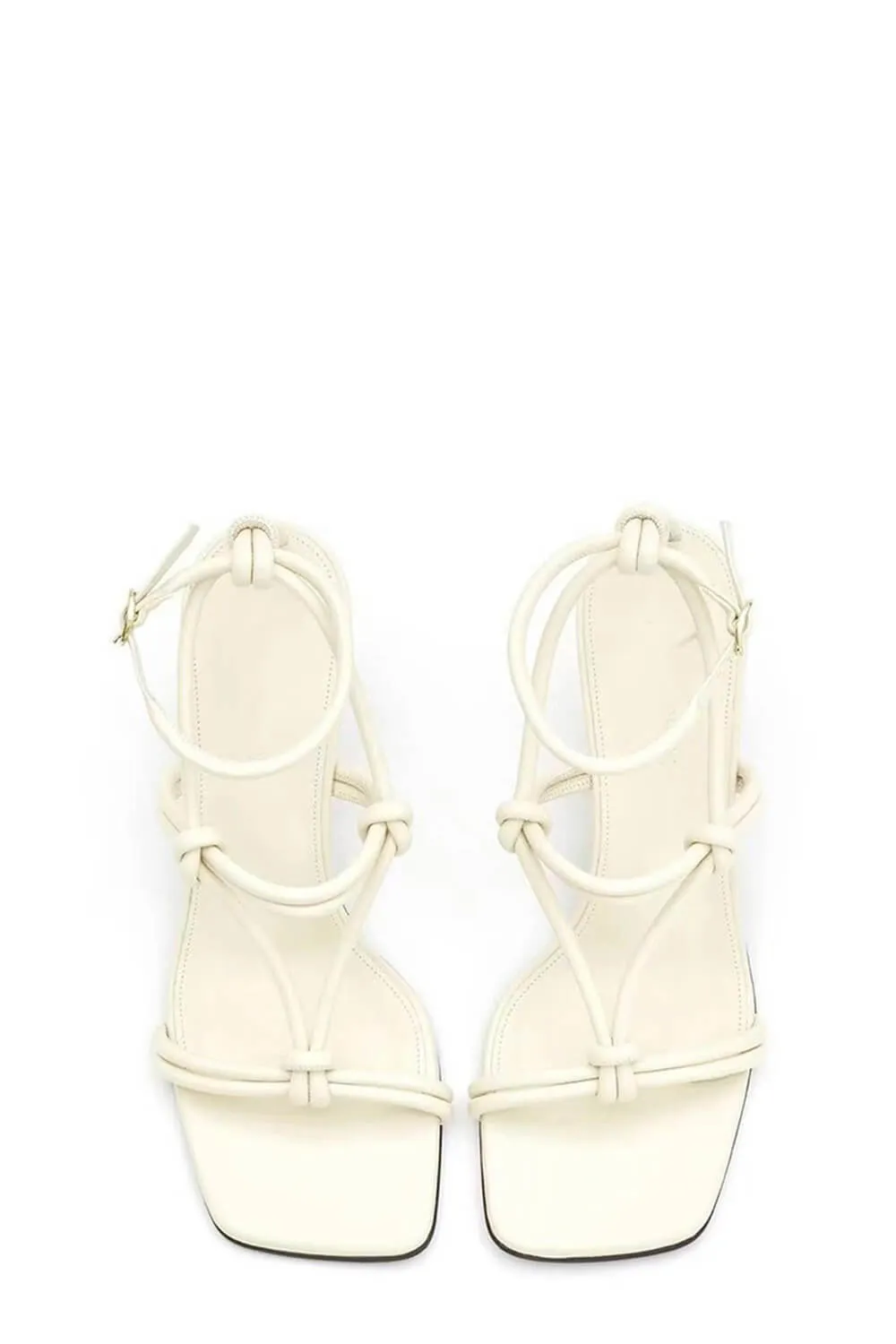 Knotted Chain-Heel Strappy Square Toe Sandals - White sold by Floralkini product image thumbnail 2