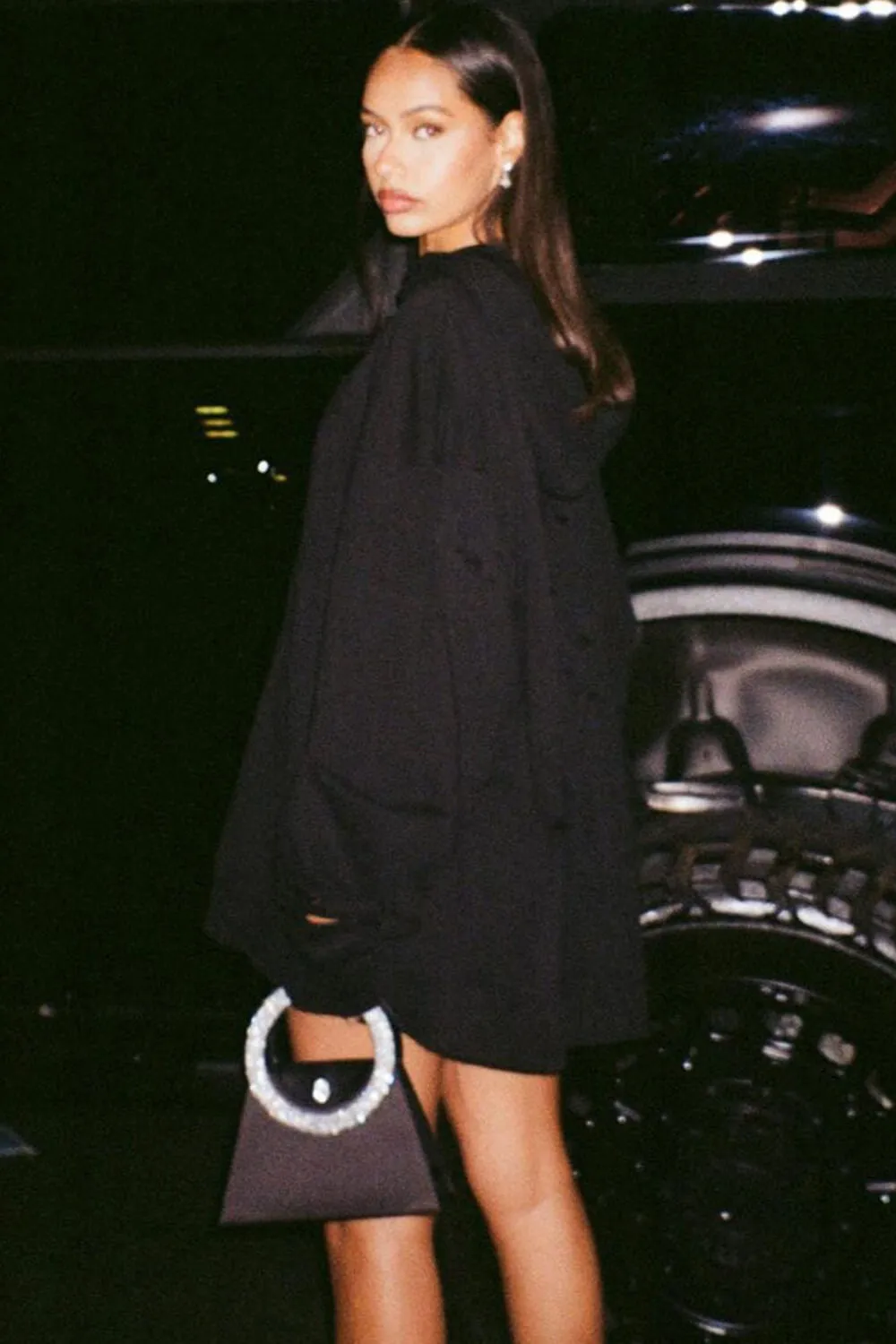 Black Distressed-Finish Oversized Pullover Hoodie sold by Floralkini product image thumbnail 3