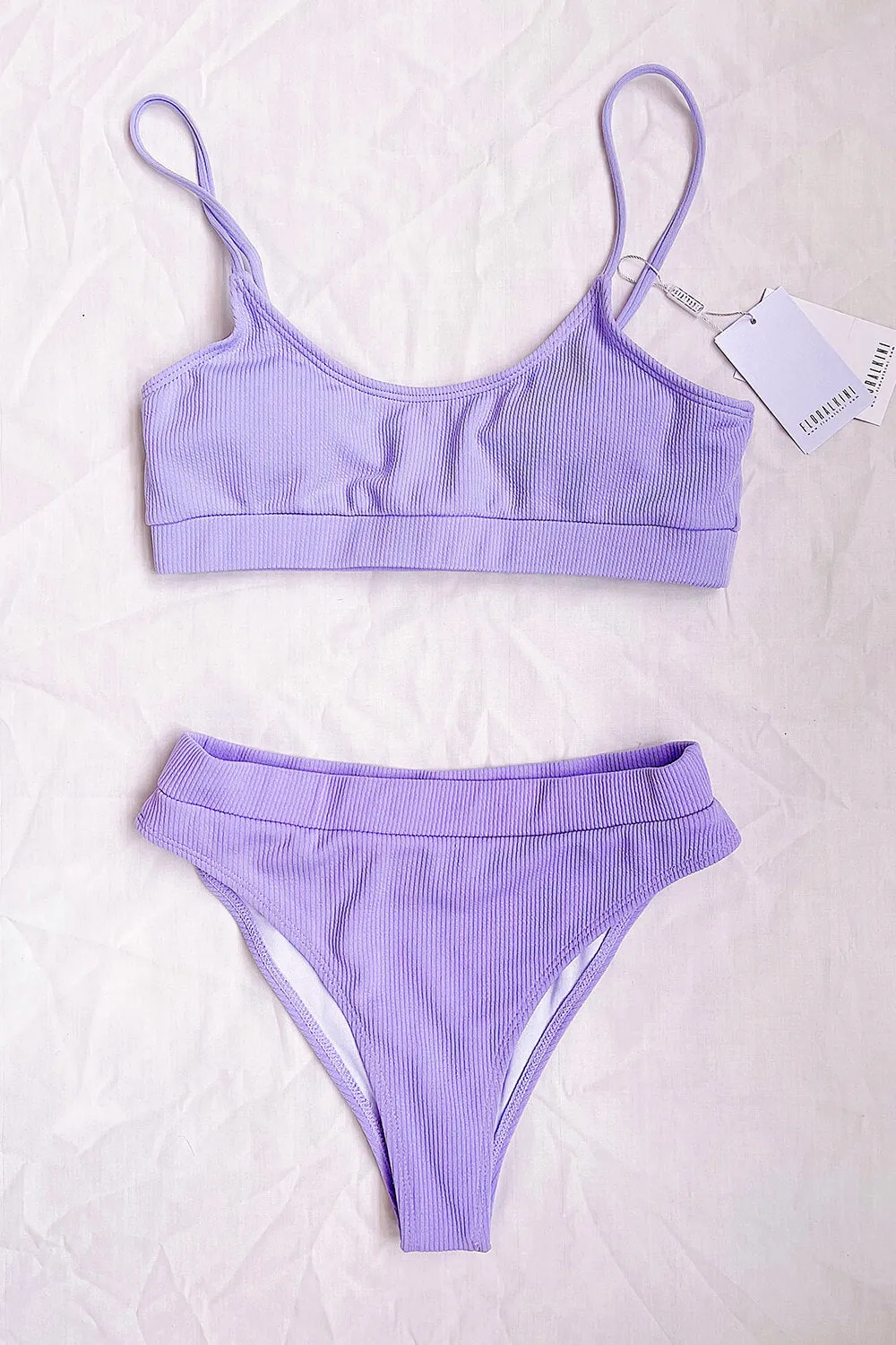 Purple Rib High Waisted Bikini Bottom sold by Floralkini product image thumbnail 2