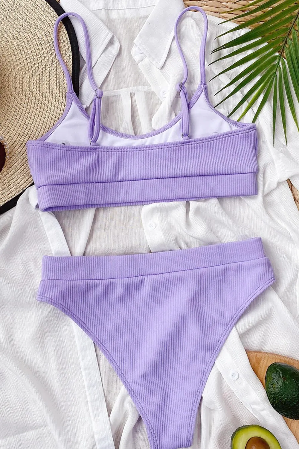 Purple Rib High Waisted Bikini Bottom sold by Floralkini product image thumbnail 4