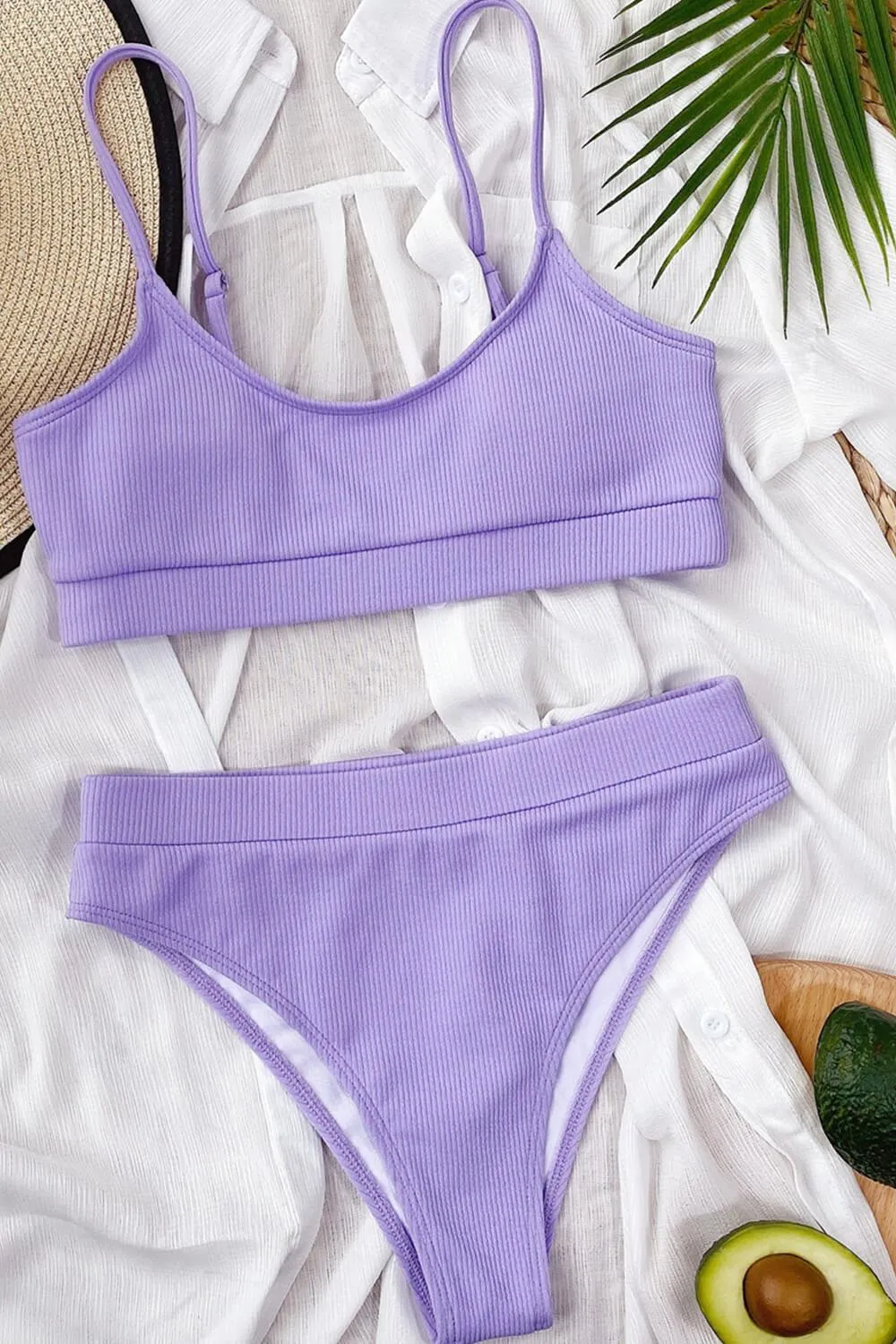 Purple Rib High Waisted Bikini Bottom sold by Floralkini product image thumbnail 3