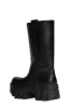 Leather Chunky Platform Mid-Calf Boots - Black sold by Floralkini
