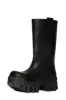 Leather Chunky Platform Mid-Calf Boots - Black sold by Floralkini