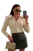 Flurry Fur Collar Button Up Cable Knit Cropped Cardigan sold by Floralkini