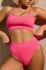 Rib Sporty High Waisted Bikini Set - Pink sold by Floralkini
