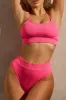 Rib Sporty High Waisted Bikini Set - Pink sold by Floralkini