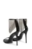 Crystal Rhinestones Fringed Open Pointed Toe Stiletto Heeled Sandals - Black sold by Floralkini