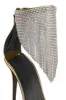 Crystal Rhinestones Fringed Open Pointed Toe Stiletto Heeled Sandals - Black sold by Floralkini