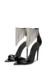 Crystal Rhinestones Fringed Open Pointed Toe Stiletto Heeled Sandals - Black sold by Floralkini