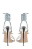 Silver Clear Lace Up Embellished Coil Open Square High Heels sold by Floralkini