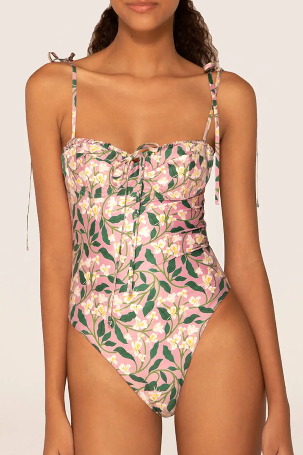 Floral Sweetheart Tie Shoulder One Piece Swimsuit sold by Floralkini product image thumbnail 4