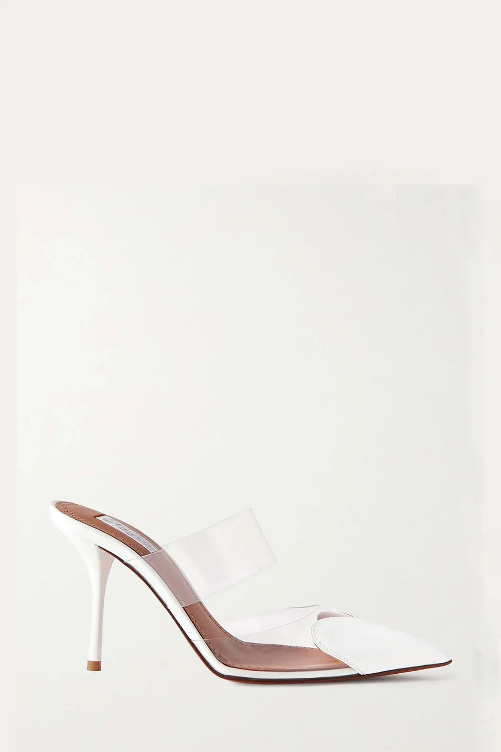 Clear Pu Patent-Leather Heart Pointed Toe Heel Mules - White sold by Floralkini product image thumbnail 4