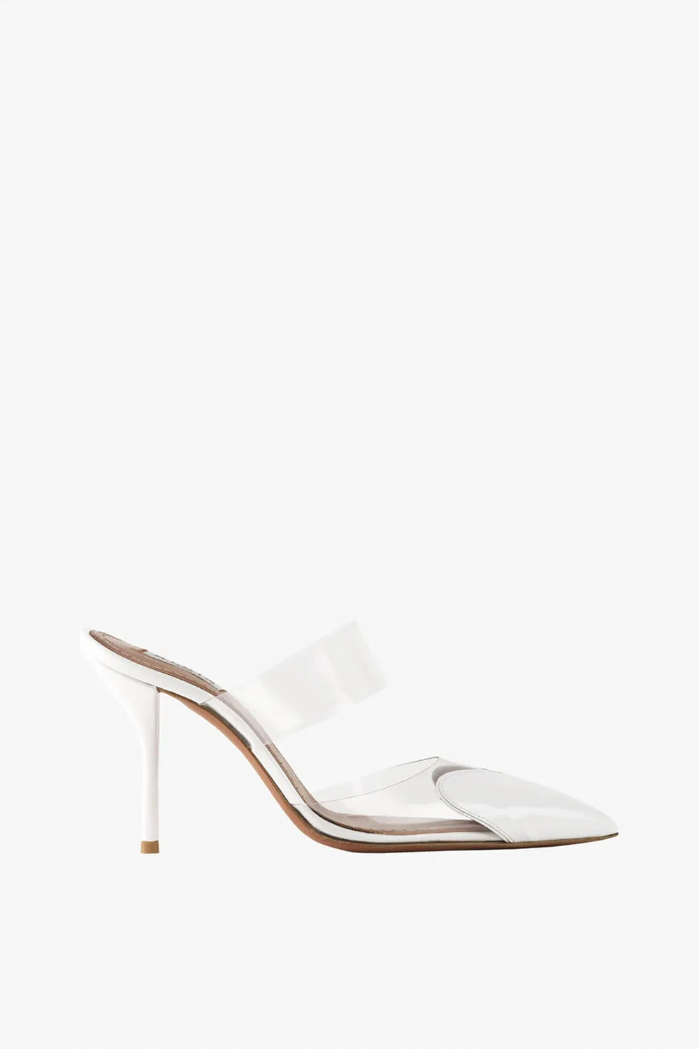 Clear Pu Patent-Leather Heart Pointed Toe Heel Mules - White sold by Floralkini product image thumbnail 5
