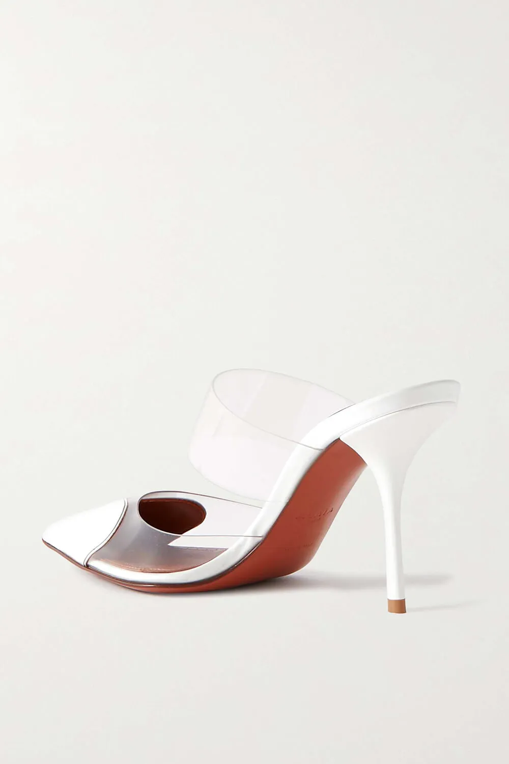 Clear Pu Patent-Leather Heart Pointed Toe Heel Mules - White sold by Floralkini product image thumbnail 2