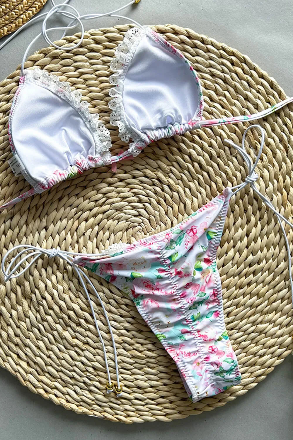 Triangle Halter Adjustable Tie High Cut Bikini Set - Floral Print sold by Floralkini product image thumbnail 5