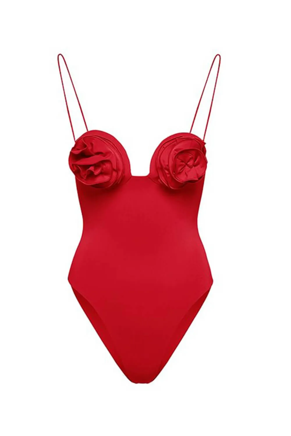 3D Flower Retro Bustier One Piece Swimsuit - Red sold by Floralkini product image thumbnail 5