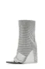Rhinestone Mesh Overlay Open Pointed Toe Pvc Stiletto Boots - Black sold by Floralkini