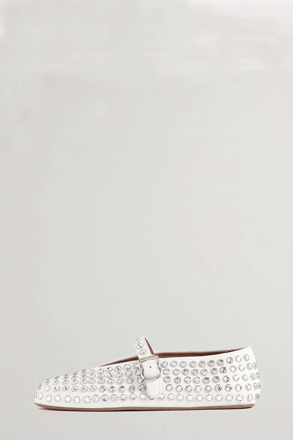 Faux Leather Crystal-Embellished Buckled Ballet Flats - White sold by Floralkini product image thumbnail 2