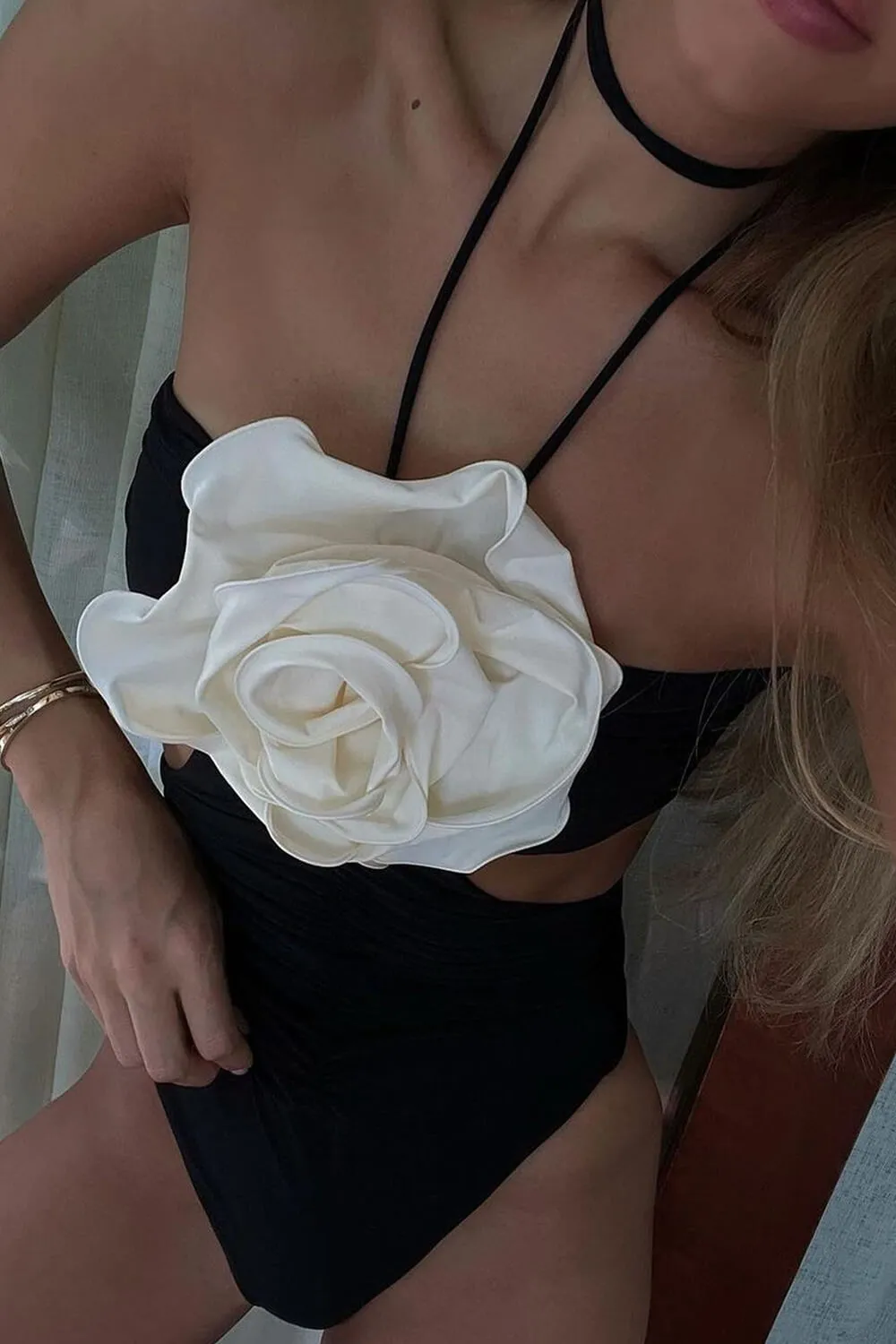 Rosette Halter Neck Cut-Out One Piece Swimsuit sold by Floralkini product image thumbnail 2