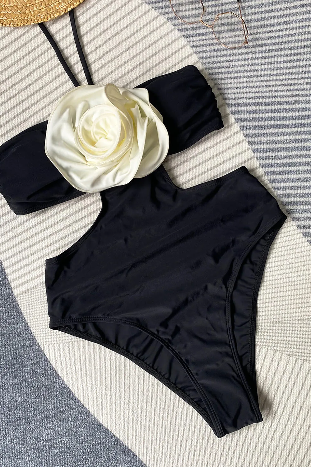 Rosette Halter Neck Cut-Out One Piece Swimsuit sold by Floralkini product image thumbnail 3