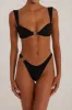 Bandeau Bikini Set With Gold Spiral Hardware Details - Black sold by Floralkini