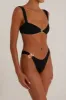 Bandeau Bikini Set With Gold Spiral Hardware Details - Black sold by Floralkini