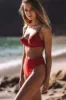 Red High Waisted Bikini Bottom sold by Floralkini