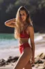 Red High Waisted Bikini Bottom sold by Floralkini