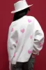 Heart Pattern Crew Neck Knit Jumper - White & Pink sold by Floralkini