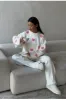 Heart Pattern Crew Neck Knit Jumper - White & Pink sold by Floralkini