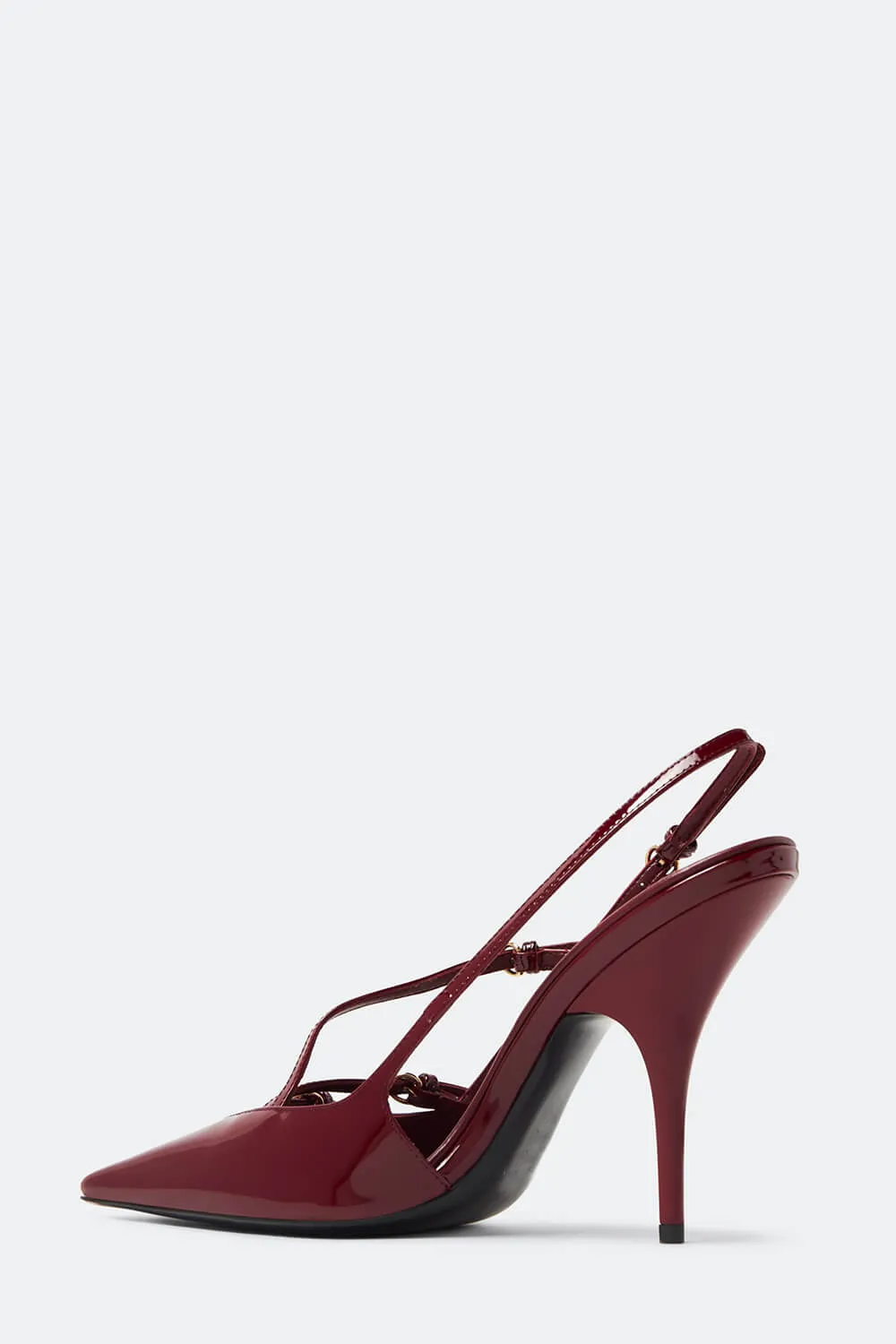 Buckle Patent Pointed Toe Sling Back Court Shoes - Red sold by Floralkini product image thumbnail 2