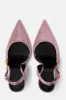 Sparkle Crystal Pin Pointed Toe Slingback High Stiletto Pump - Pink sold by Floralkini