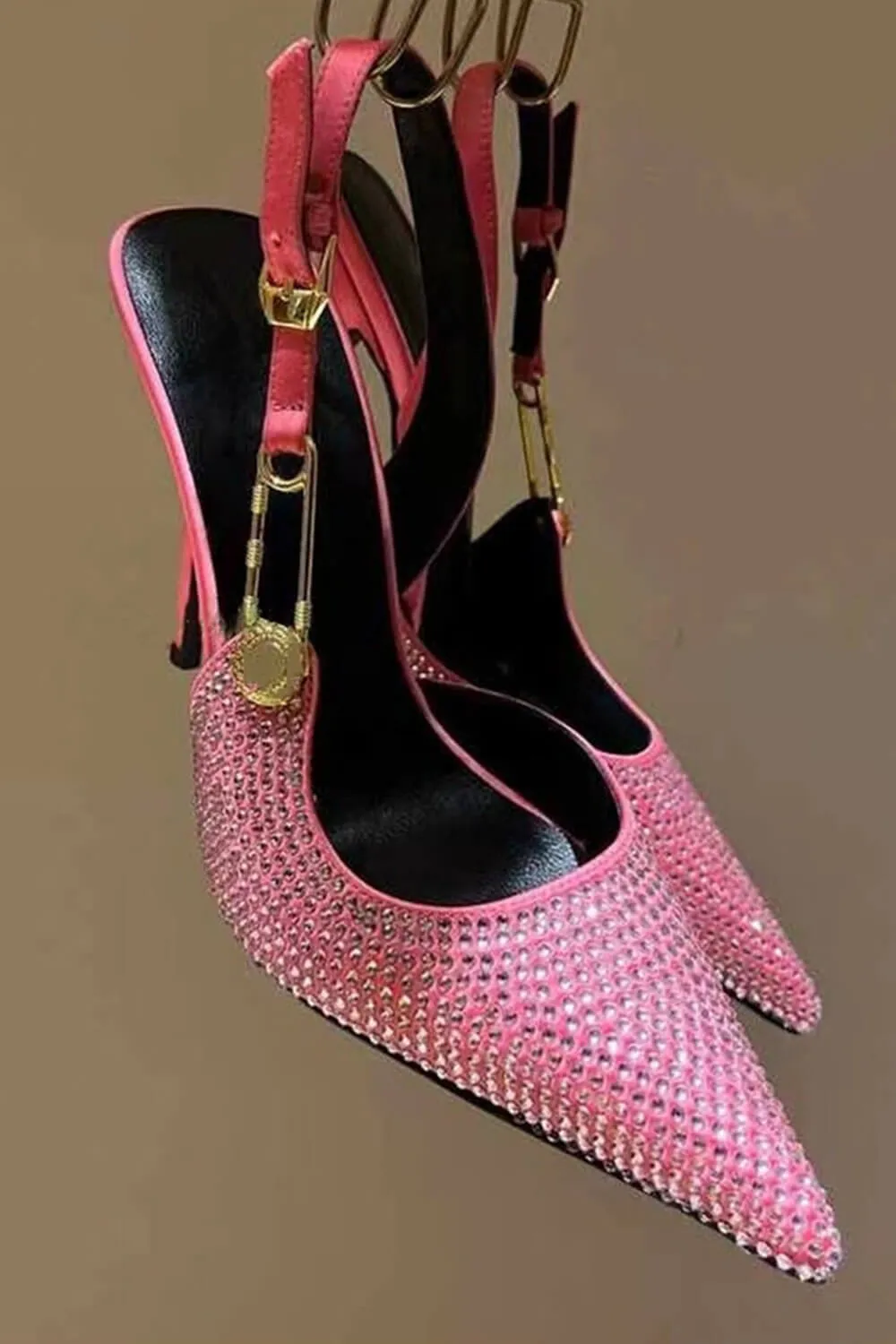Sparkle Crystal Pin Pointed Toe Slingback High Stiletto Pump - Pink sold by Floralkini product image thumbnail 5