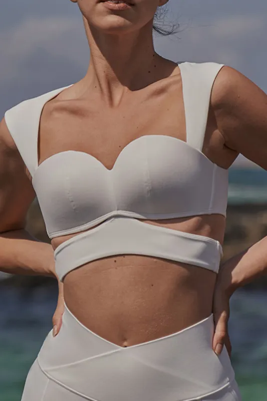 Corset Cutout Sports Bra - White sold by Floralkini